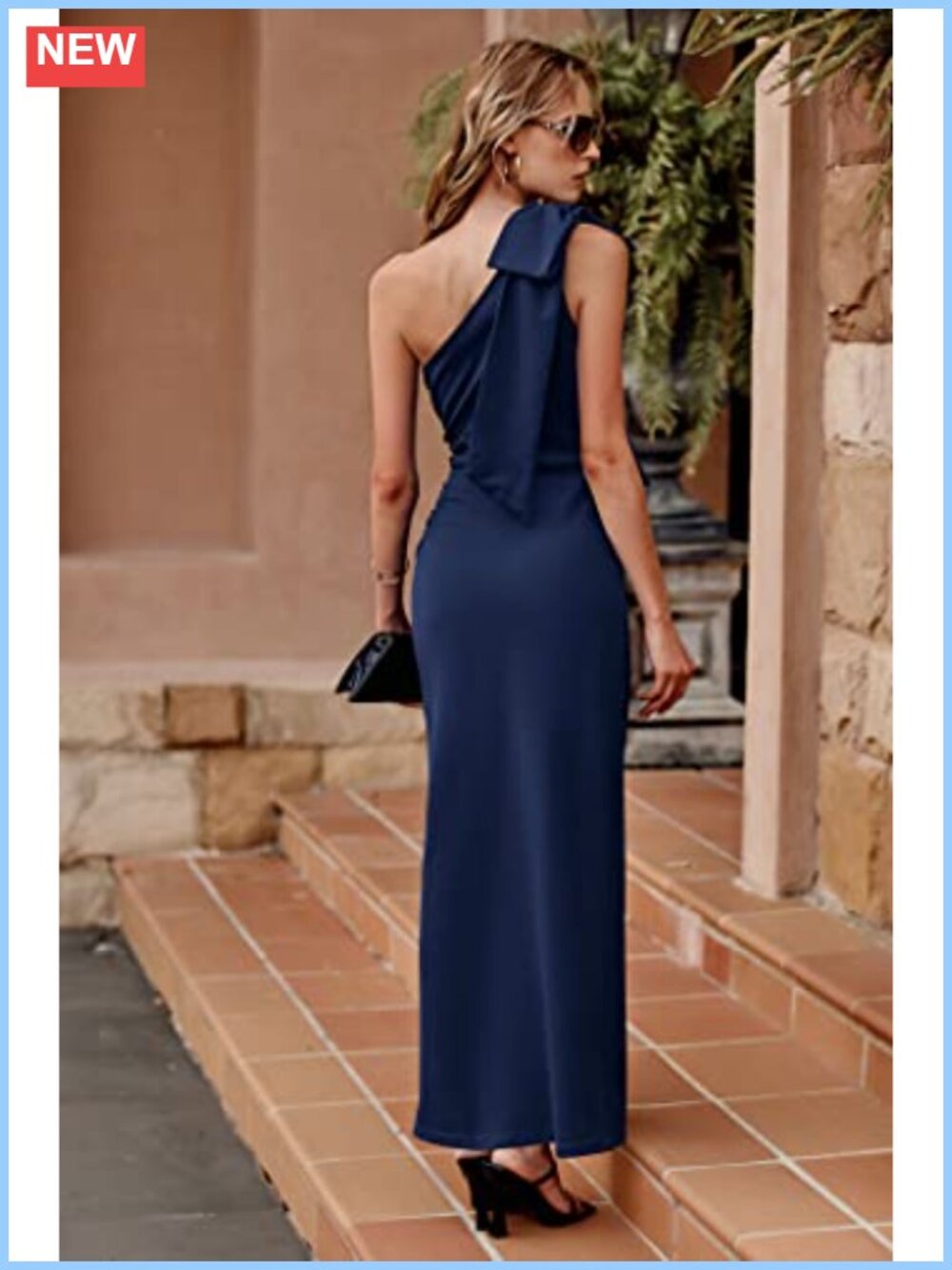 Women's One Shoulder Maxi Dress High Slit Ruched Bodycon Cocktail Party - Picture 4 of 6